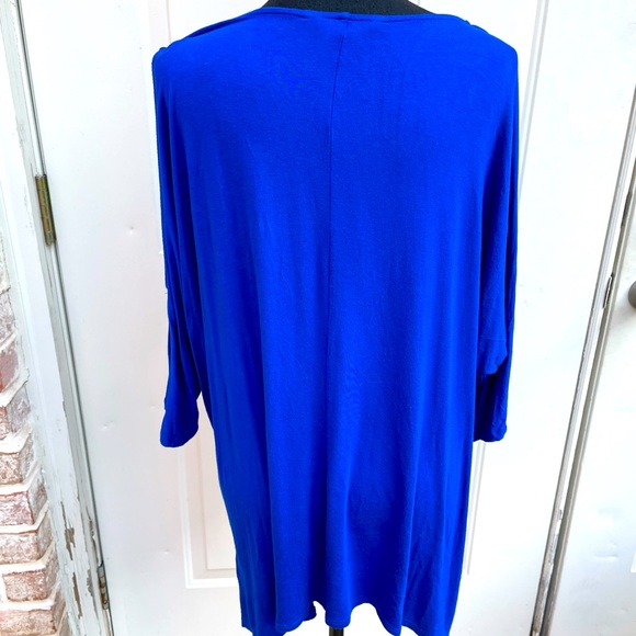 Ellen Tracy, Cold Shoulder, 3/4 Sleeve, Blue, Tunic, Size 1X - Picture 2 of 4